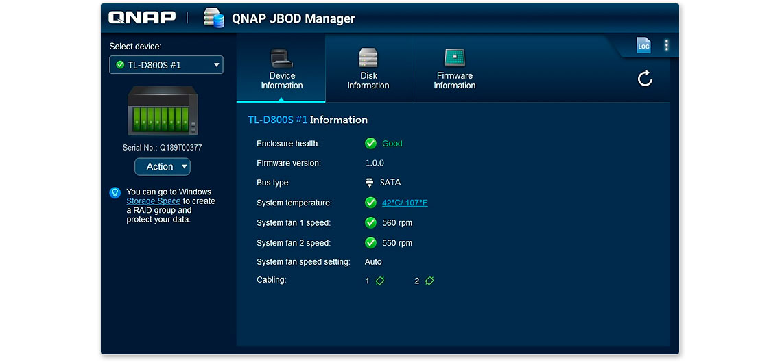 Monitore o status do JBOD em PCs e servidores com o QNAP JBOD Manager
